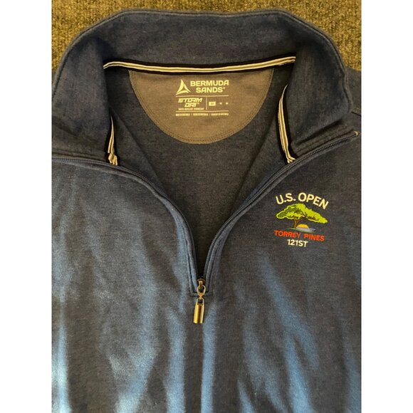 Bermuda Sands Golf Pullover Sweater Mens Med Blue 1/4 Zip U.S. Open Torrey Pines - Picture 1 of 9